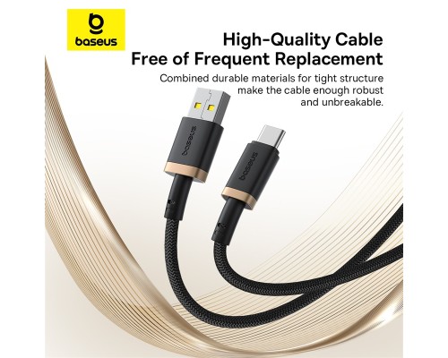 Кабель Baseus Dura Series Fast Charging Cable USB to Type-C 60W 2m Gold+Black (P10377802U01-02)