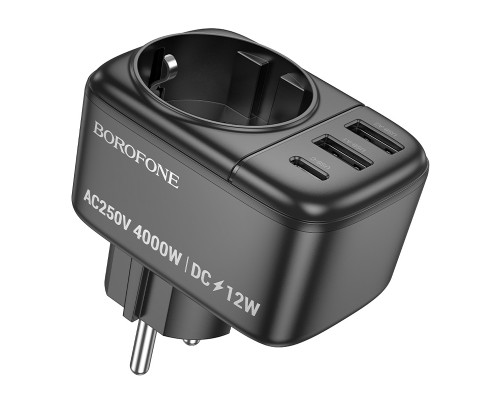 Мережевий фільтр BOROFONE BAC14 Wide 1-socket wall outlet (1C2A) (EU/GER) Black (6941991118890)