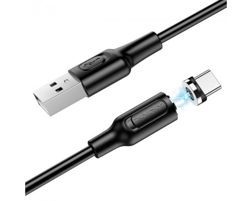 Кабель BOROFONE BX41 USB to Type-C 2.4A, 1m, PVC, PVC connectors, magnetic, Black (6931474738462)