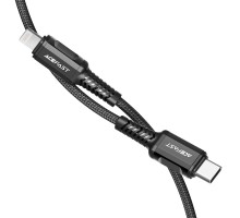 Кабель ACEFAST C1-01 Type-C to iP 3A, 1.2m, nylon, aluminum connectors, Black (6974316280484)