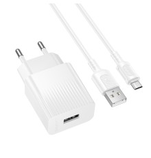 Мережевий зарядний пристрій з кабелем BOROFONE BAS71A Source single-port charger set(Micro) White (6941991122606)