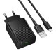 Мережевий зарядний пристрій з кабелем BOROFONE BAS72A Source single port QC3.0 charger set(Micro) Black (6941991122651)