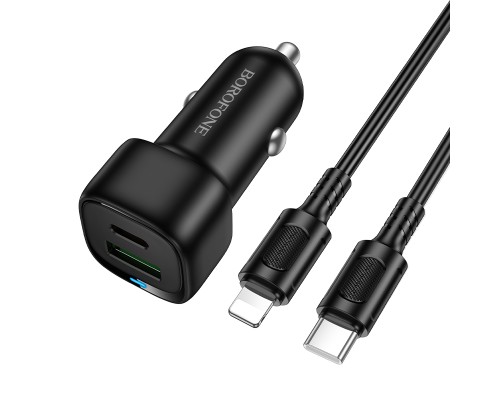Автомобільний зарядний пристрій BOROFONE BZ34B Cloud PD38W(1C1A) car charger set(C to iP) Black (6941991122392)