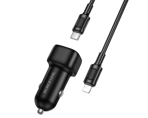Автомобільний зарядний пристрій BOROFONE BZ34B Cloud PD38W(1C1A) car charger set(C to iP) Black (6941991122392)