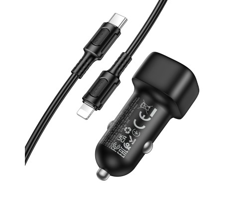 Автомобільний зарядний пристрій BOROFONE BZ34B Cloud PD38W(1C1A) car charger set(C to iP) Black (6941991122392)