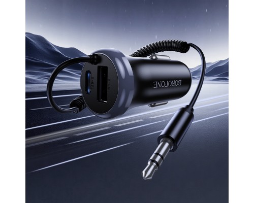 Bluetooth-ресивер BOROFONE BC64 Contento dual-port car BT receiver with built-in cable Black (6941991126567)