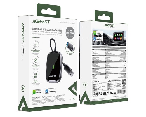 Адаптер ACEFAST QC1 CarPlay wireless adapter for car Metal Gray (6974316285793)