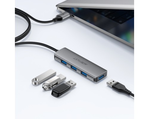 USB-хаб ACEFAST J17 USB-A  4-in-1 HUB Metal Gray (6974316285922)