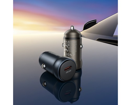 Автомобільний зарядний пристрій BOROFONE BZ32 Fresh single port PD30W car charger Black (6941991118517)