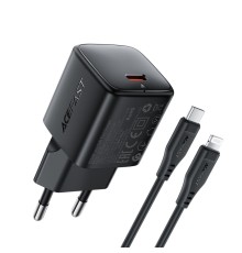 Мережевий зарядний пристрій ACEFAST A118 PD30W mini GaN USB-C fast charger set (P16) Black (6974316285182)