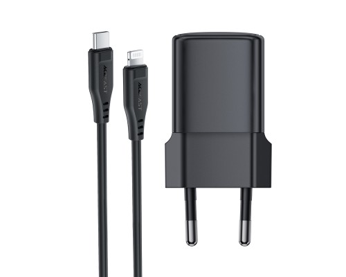 Мережевий зарядний пристрій ACEFAST A118 PD30W mini GaN USB-C fast charger set (P16) Black (6974316285182)