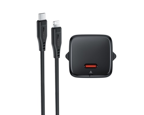 Мережевий зарядний пристрій ACEFAST A118 PD30W mini GaN USB-C fast charger set (P16) Black (6974316285182)