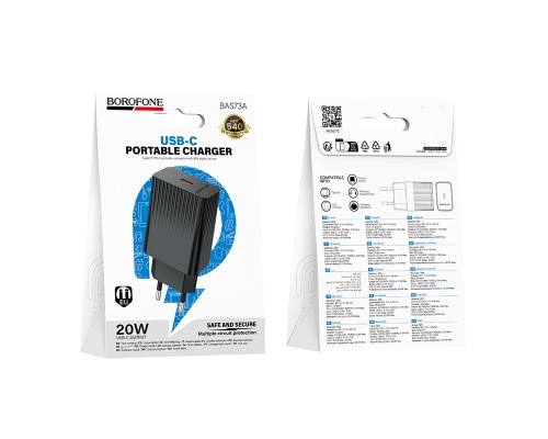 Мережевий зарядний пристрій BOROFONE BAS73A Source single port PD20W charger Black (6941991122699)