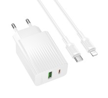 Мережевий зарядний пристрій BOROFONE BAS76A Source PD30W+QC3.0 charger set(C to iP) White (6941991122903)