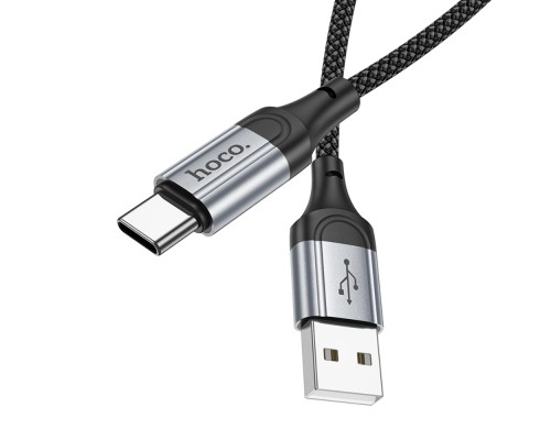 Кабель HOCO X102 USB to Type-C 3A, 1m, nylon, aluminum connectors, Black (6942007608770)
