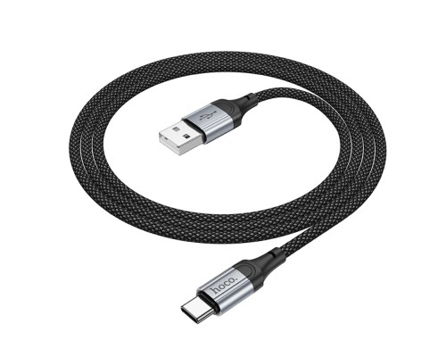 Кабель HOCO X102 USB to Type-C 3A, 1m, nylon, aluminum connectors, Black (6942007608770)