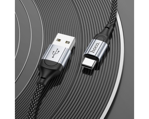 Кабель HOCO X102 USB to Type-C 3A, 1m, nylon, aluminum connectors, Black (6942007608770)
