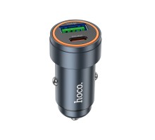 Автомобільний зарядний пристрій HOCO Z57A Glorious PD30W+QC3.0 car charger Metal Gray (6942007633109)
