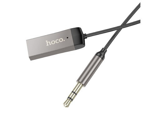Bluetooth-ресивер HOCO E78 Benefit car AUX BT receiver with cable Black Metal Gray (6942007605663)