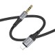 Аудiокабель HOCO UPA26 iP to 3.5mm male, nylon braid, 1m, Black (6942007608817)
