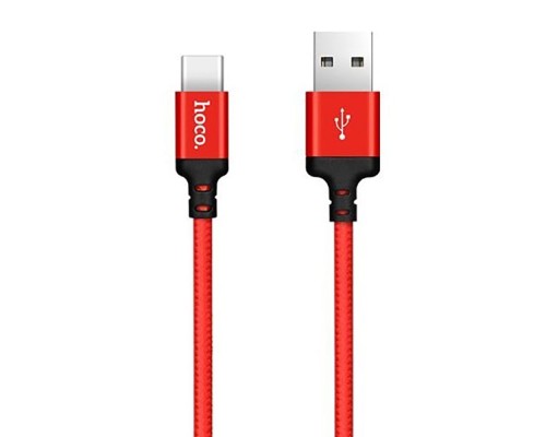 Кабель HOCO X14 USB to Type-C 3A, 1m, nylon, aluminum connectors, Black-Red (6957531062875)