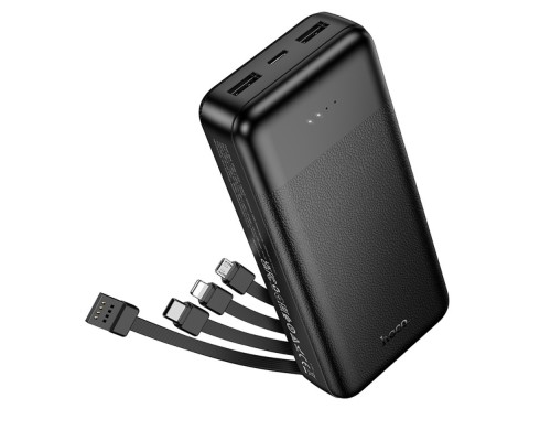 Зовнішній акумулятор HOCO J163A Wonderful power bank with 4 cables(20000mAh) Black (6942007664592)