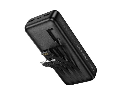 Зовнішній акумулятор HOCO J163A Wonderful power bank with 4 cables(20000mAh) Black (6942007664592)