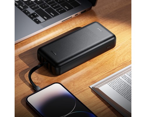 Зовнішній акумулятор HOCO J163A Wonderful power bank with 4 cables(20000mAh) Black (6942007664592)