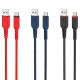 Кабель HOCO X59 USB to Type-C 3A, 1m, nylon, TPE connectors, Black (6931474744920)