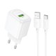 Мережевий зарядний пристрій з кабелем HOCO CS52A Surplus single-port QC3.0 charger set(Type-C) White (6942007631471)