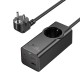Мережевий подовжувач HOCO NS9 Wisdom 1-position (PD67W/3C1A) desktop socket (EU/GER) (2 m) Black (6942007638494)