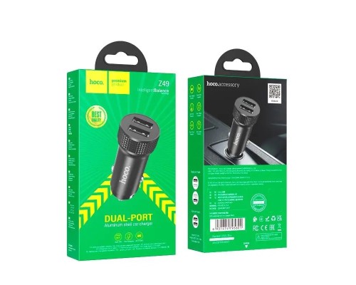 Автомобільний зарядний пристрій HOCO Z49 Level dual port car charger Black (6931474795601)