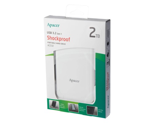 Зовнішній жорсткий диск PHD External 2.5'' Apacer USB 3.1 AC532 2TB White (AP2TBAC532W-1)