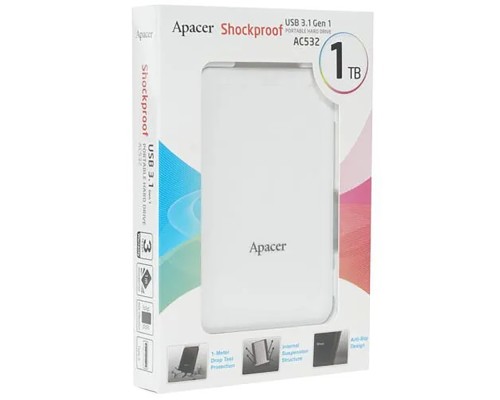 Зовнішній жорсткий диск PHD External 2.5'' Apacer USB 3.1 AC532 1TB White (AP1TBAC532W-1)