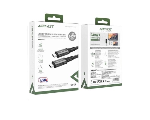 Кабель ACEFAST C1-09 USB-C to USB-C aluminum alloy audio/video transmission full-featured data cable Black (6974316282631)