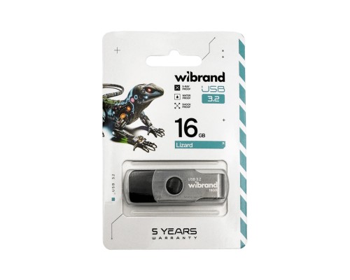 Флеш-накопичувач Wibrand USB 3.2 Gen1 Lizard 16GB Black (WI3.2/LI16P9B)