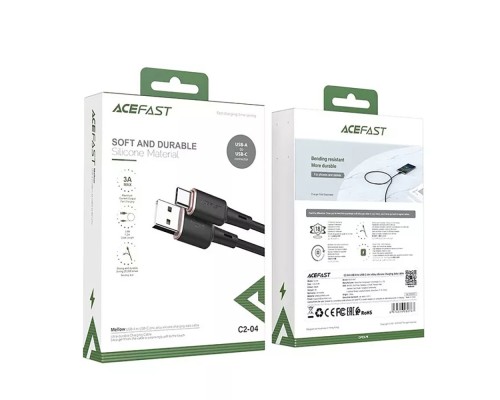 Кабель ACEFAST C2-04 USB to Type-C 3A, 1.2m, silicone, zinc connectors, Black (6974316280767)