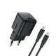 Мережевий зарядний пристрій з кабелем ACEFAST A117 PD20W mini GaN fast charger set(P16),black  Black (6974316286509)