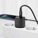 Мережевий зарядний пристрій з кабелем ACEFAST A117 PD20W mini GaN fast charger set(P16),black  Black (6974316286509)