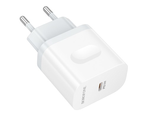 Мережевий зарядний пристрій BOROFONE BA99A Breeze single port PD20W charger White (6941991121357)