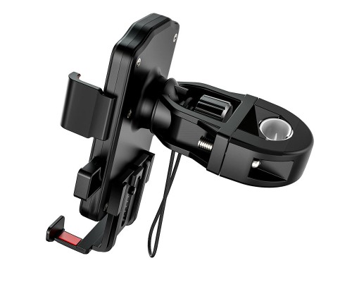 Велотримач для телефона HOCO CA73 Flying one-touch bicycle and motorcycle universal holder Black＆Red (6931474731753)