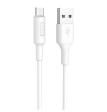 Кабель HOCO X25 USB to Micro 2A, 1m, PVC, PVC connectors, White (6957531080138)