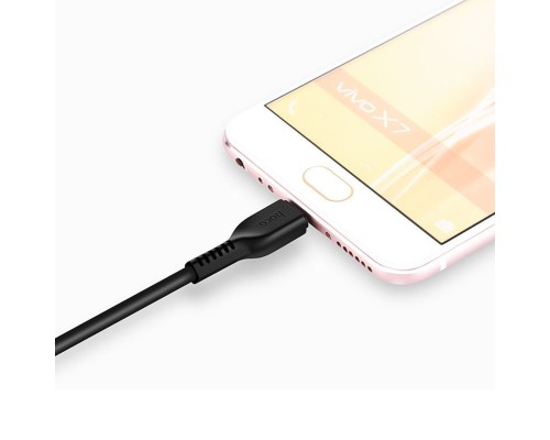 Кабель HOCO X20 USB to Micro 2A, 2m, PVC, TPE connectors, Black (6957531068884)