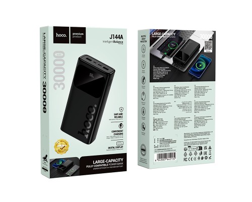Зовнішній акумулятор HOCO J144A Hymn power bank(30000mAh) Black (6942007642132)