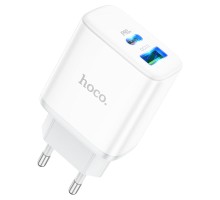 Мережевий зарядний пристрій HOCO C105A Stage dual port PD20W+QC3.0 charger White (6931474782946)