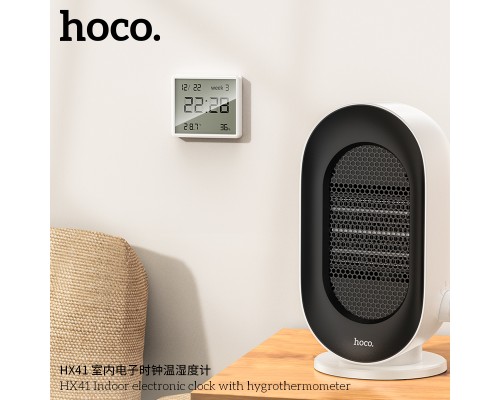Термогігрометр HOCO HX41 Indoor electronic clock with hygrothermometer White (6942007647830)