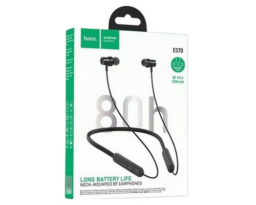 Бездротові спортивні навушники HOCO ES70 Armour neck-mounted BT earphones Black (6942007611602)