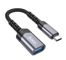 Кабель-перехідник HOCO UA24 Type-C male to USB female 3.0 converter Metal Gray (6942007608848)