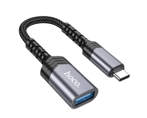 Кабель-перехідник HOCO UA24 Type-C male to USB female 3.0 converter Metal Gray (6942007608848)