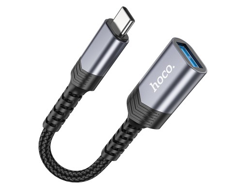 Кабель-перехідник HOCO UA24 Type-C male to USB female 3.0 converter Metal Gray (6942007608848)